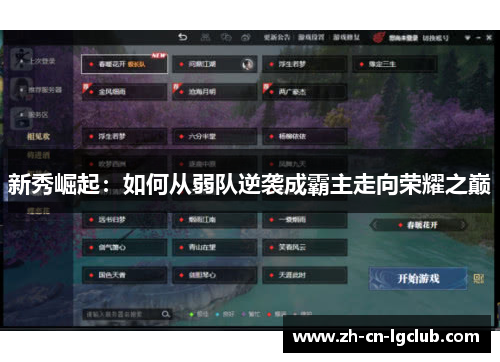 新秀崛起：如何从弱队逆袭成霸主走向荣耀之巅