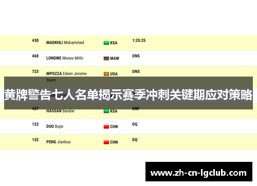 黄牌警告七人名单揭示赛季冲刺关键期应对策略